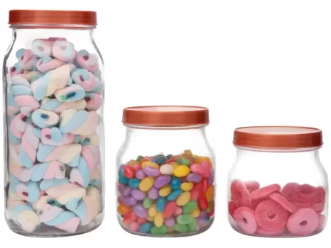 Jogo de Potes de Vidro Ruvolo com Tampa – Style 3 Peças