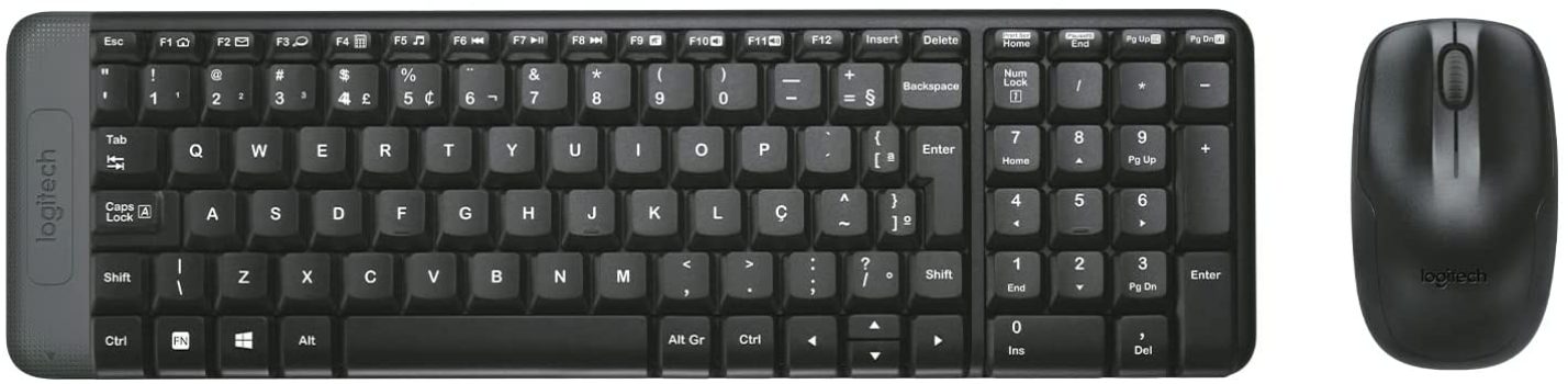 Combo Teclado e Mouse sem fio Logitech MK220 com Design Compacto, Conexão USB, Pilhas Inclusas e Layout ABNT2