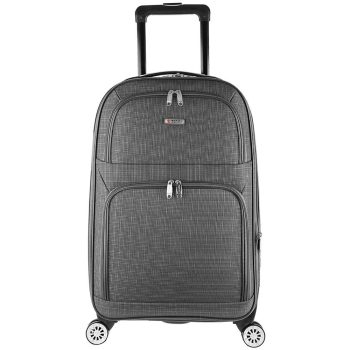 Mala Viagem Pequena de Bordo Tonin Conexão 1977 com Rodas Giro 360° em Poliéster – Cinza