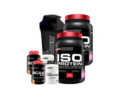 Kit 2x Iso Protein 900g + 2x BCAA 4,5 100g + 2x Power Creatina 100g + Coqueteleira – Bodybuilders