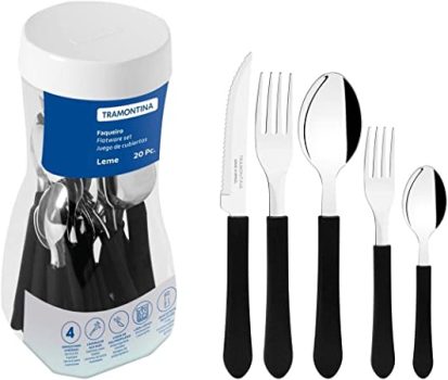 Faqueiro Inox 20 peças Leme Preto – Tramontina