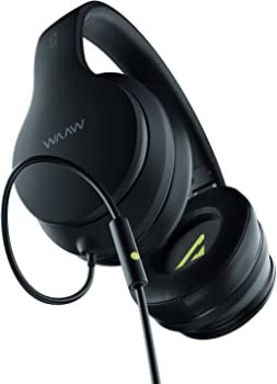 Fone de Ouvido WAAW by ALOK SENSE 100HW Over Ear, Dobrável, Cabo 1,2m e Microfone Integrado, Preto e Verde, Regulável