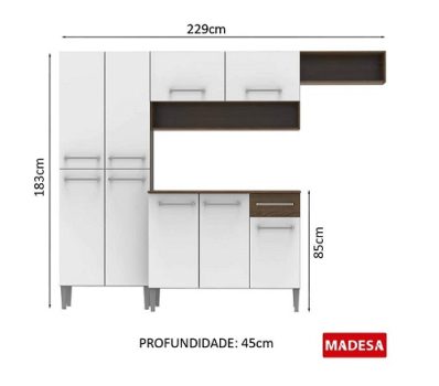 Cozinha Completa Compacta Madesa Emilly com Armário e Balcão Branca