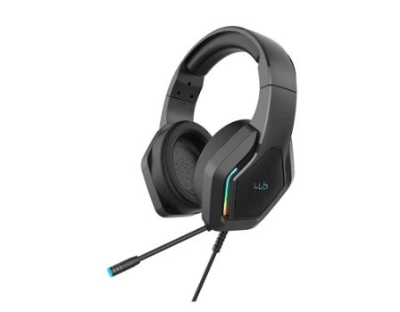 WB Fone de ouvido Over-ear Lux Com fio, Gamer, Microfone flexível, RGB LED, IPX5, Espuma respirável, Som Surround 360°