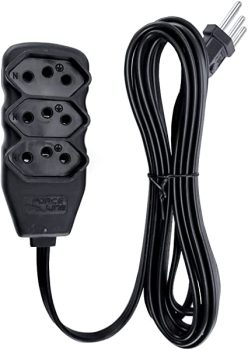 Extensao 3 Tomadas Slim Tripolar Force Line Preto 1,0M