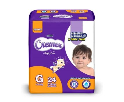 Fralda Prática, Cremer, Branco, G, Cremer, Branco, G, pacote de 24