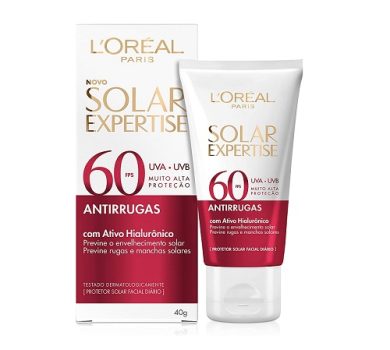 Protetor Solar Facial L’Oréal Paris Solar Expertise Antirrugas FPS 60, 40g