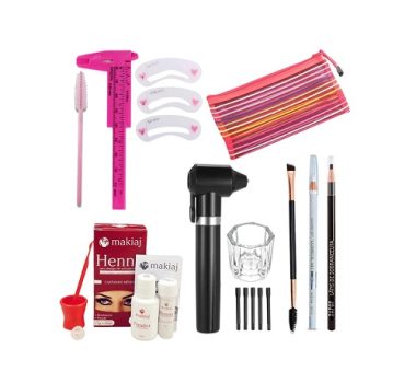 Kit Sobrancelha Henna Makiaj Mixer Dappen Lápis Demográfico (Castanho Médio)