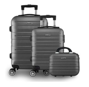 Kit Mala Bordo de Viagem 10kg com Frasqueira 3 Unidades (Cinza)