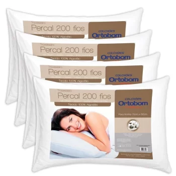 Kit Travesseiros Ortobom Percal 04 unidades Percal