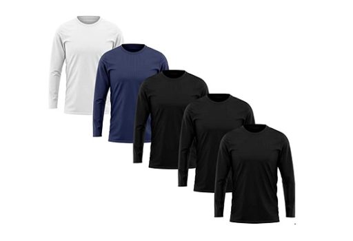Kit 5 Camisetas Masculina DF Fit Manga Longa Segunda Pele Proteção Solar UV 50+