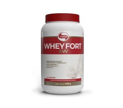 Whey Fort 3W – 900g – Neutro, Vitafor, Cor: Branco