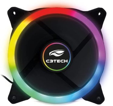 Cooler Fan C3Tech Gaming F7-L120M 12cm – Com iluminação RGB 12v 1200RPM Multicor