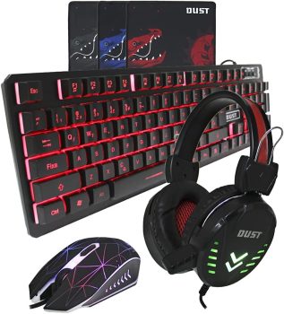 KIT GAMER – Acompanha teclado ABNT, Headphone e mouse com fio – Possuem iluminação com padroes de cores em RGB