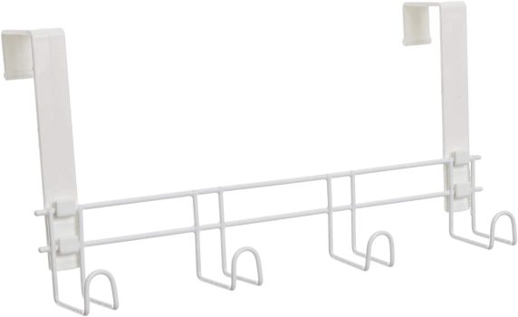 Suporte para porta e parede 4 Ganchos Plus, Metaltru, Branco com Branco