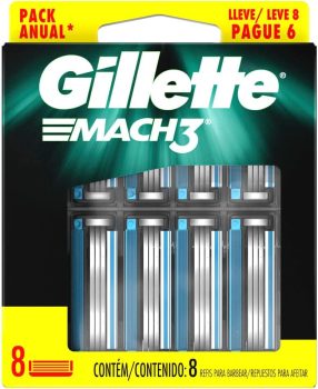 Carga para Aparelho de Barbear Gillette Mach3 – Leve 8 Pague 6