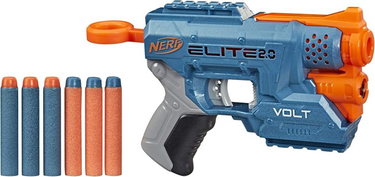 Lança Dardos Nerf Elite 2.0 Volt SD-1, com 6 Dardos Oficiais e Mira Luminosa – E9953 – Hasbro, azul e laranja