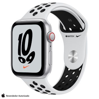 Apple Watch Nike SE GPS + Cellular, 40 mm Caixa Prateada de Alumínio Pulseira Platina/p