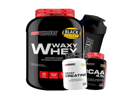 Kit Whey Protein 2kg + Bcaa + Creatina + Shaker