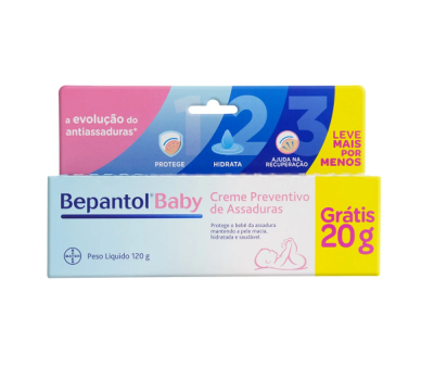 Creme Preventivo de Assaduras sem Perfume Bepantol Baby Caixa 120g Grátis 20g Leve Mais Pague Menos