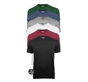 Kit 6 Camisetas Masculinas Slim Fit Básicas Algodão Premium