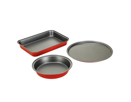 Conjunto de Assadeiras 3 Peças Milano Vermelha Em Aço Carbono – Basic+