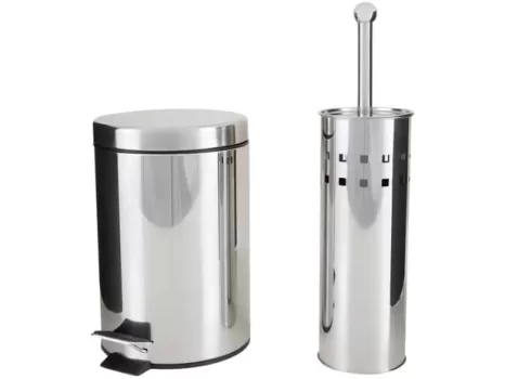 Kit Lixeira Inox para Banheiro com Pedal – 3L 2 Peças Brinox Stardard
