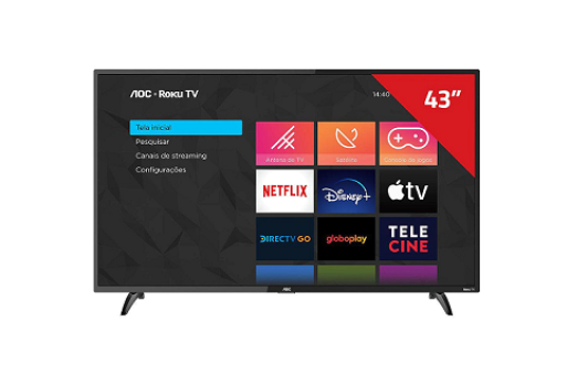 Smart TV LED 43 Polegadas AOC Roku 43S5195 Wifi Full HD USB HDMI
