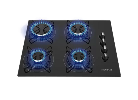 Cooktop 4 Bocas Mondial a Gás GLP Preto – CTG-01