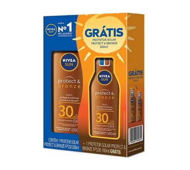 Kit NIVEA SUN Protetor Solar Protect & Bronze FPS30 200ml + Protetor Solar Protect & Bronze FPS30 100ml, Nivea