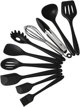 Conjunto Kit De Utensílios De Cozinha 10 Peças Silicone Inox