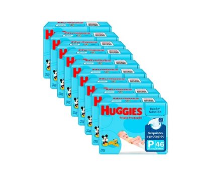 Fralda Huggies Tripla Proteção com 414 Unidades – Tamanho P