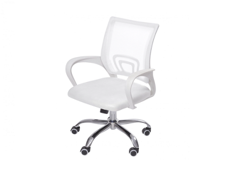 Cadeira de Escritório com Base Cromada Prizi Branca – 9050