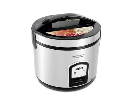 Panela Elétrica de Arroz Philco PH5 Visor Glass 5 Xícaras – Preta/Inox