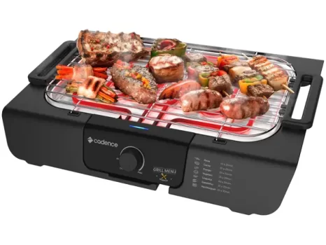 Churrasqueira Elétrica Portátil Cadence Grill Menu – com Bandeja Coletora e Grelha