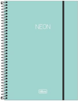 Caderno capa plástica universitário 1×1 Neon Turquesa 80 Fls Tilibra