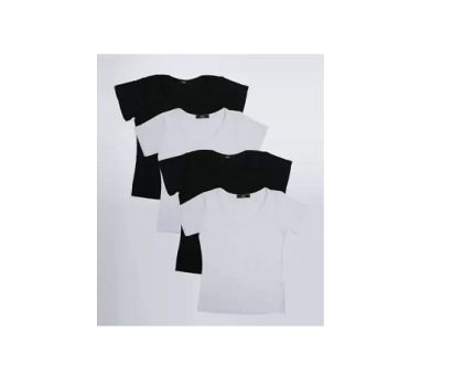 Kit 4 Blusas Feminina Básicas Decote V Manga Curta – NAIF