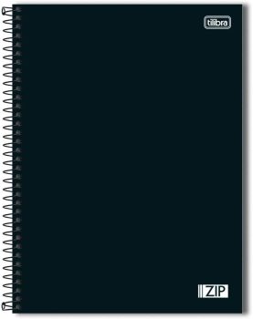 Tilibra ZIP – Caderno Espiral Capa Dura, 200x275mm, 80 Folhas, Negro