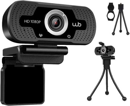 Webcam USB Full HD 1080P WB com Microfone Ângulo 110° e Tripé