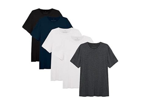 Kit 5 camisetas Básica, basicamente., Masculino, 2 Brancas Preto Azul Marinho Mescla Escuro, G