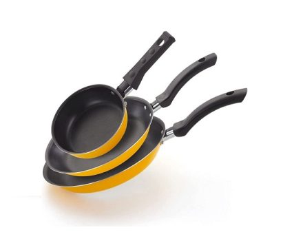 Conjunto De Frigideiras Antiaderente 3 Peças Nacional amarelo