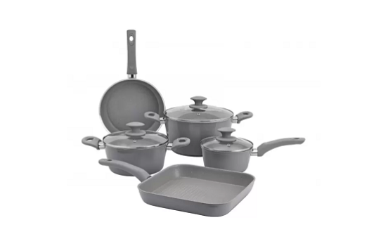 Jogo de Panelas Brinox Revestimento Cerâmico – de Alumínio Marble Cinza 5 Peças