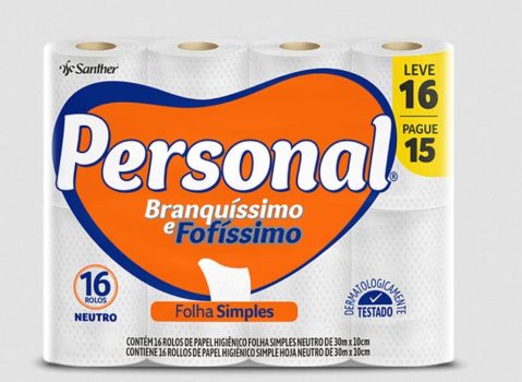 Papel Higiênico Personal Branquíssimo e Fofíssimo Folha Simples Leve 16 Pague 15 rolos de 30 m