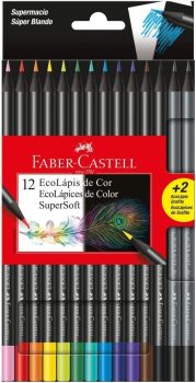 Lápis de Cor, Faber-Castell, EcoLápis Supersoft, 120712SOFT+2, 12 Cores + 2 Grafite