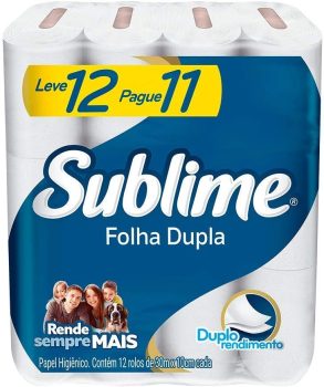 Papel Higiênico Sublime Folha Dupla, 12 rolos