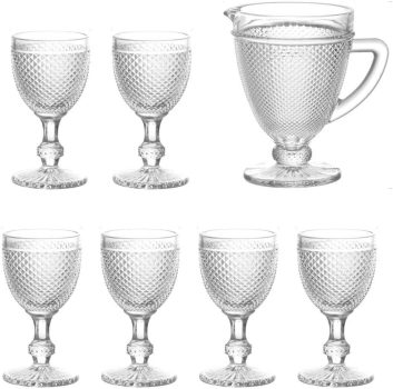 Jogo de Jarra e 6 Taças Bonjour Transparente