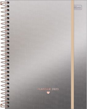 Planner Espiral 17,7 x 24 cm West Village Metalizado 2023 – Cinza – Tilibra