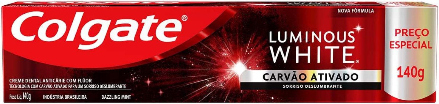 Creme Dental para Clareamento Colgate Luminous White Carvão Ativado 140g Preço especial