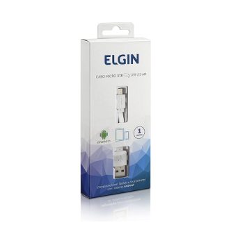 Cabo Micro USB 2.0 1m, Elgin, 46RCUSBMIC1M, Branco