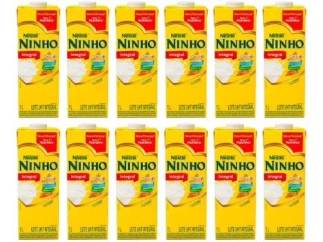 Kit Leite Integral UHT Ninho 1L 12 Unidades